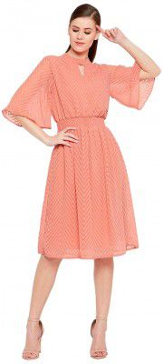 Carlton London Women's Polyester A-Line Midi Casual Dress