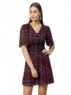 Carlton London Women's Polyester A-Line Mini Casual Dress