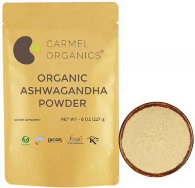 CARMEL ORGANICS Ashwagandha Root Powder(227 Grams) | Jaivik Bharat Certified| Ashwagandha Podi/Amukkara Kizhangu/Asvagandha Churna
