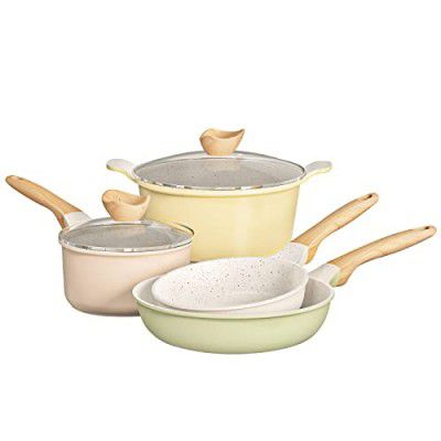 Carote Non Stick Set Combo Cooking Set Induction Pan Set of 4 (20/26cm Fry Pan, 18cm Sauce Pan with Lid, 24cm Sauce Pot with Lid)