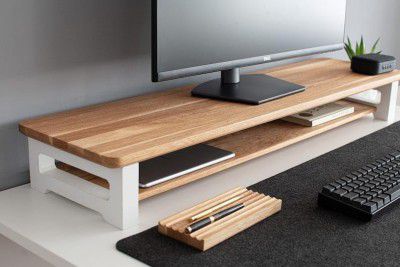 carpentray 80cm Long Wooden Monitor Stand, Monitor Riser Desk Shelf Desktop Stand TV Laptop Riser (80x20x10cm)