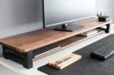 carpentray Store 66cm Long Wooden Monitor Stand with Storage Organizer for Desk | Desktop Ergonomic Monitor Stand Riser 66x20x11cm (Black Legs)...