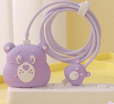 Cartoon 3D Design Protective Case (Purple Bear)