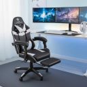 Casa Copenhagen Designed in Denmark,High-Back Italian Leather Gaming Ergonomic Chair - White & Black...