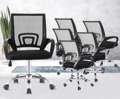 [Pack of 5] Casa Copenhagen, Ergonomic Desk Chair Mesh Computer Chair with Lumbar Support - Black & Black Handle