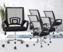 [Pack of 5] Casa Copenhagen, Ergonomic Desk Chair Mesh Computer Chair with Lumbar Support - Black & Black Handle...