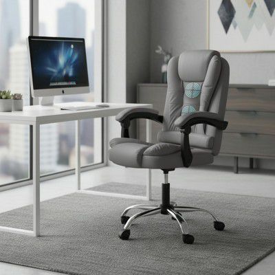 Casa Copenhagen Italia Premium Leatherette Office Chair (Grey)