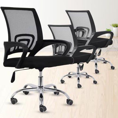 Casa Copenhagen (Pack of 3 Ergonomic Desk Mesh Computer Chair with Lumbar Support Armrest Executive Rolling Swivel Adjustable Mid Back Office Chair - Black