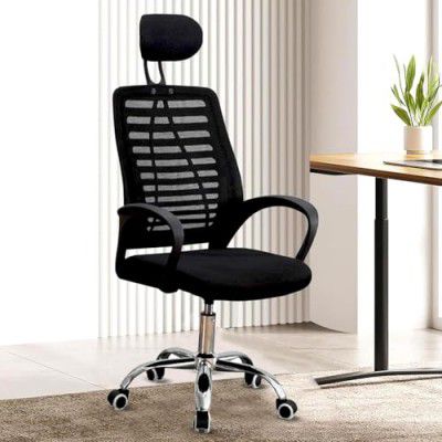 Casa Copenhagen | Comfortable Armrest Swivel Chair - Jet Black & Black Handle