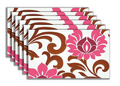 CASA-NEST PVC Printed Placemats for Dining Table and Kitchen (45 x 30 cm) Set of 6 Pieces ||Hot Vessels Transparent Dining Mat, Multi Color