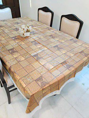 CASA-NEST PVC PVC Rectangular Printed 2-4 Seater Waterproof Center Table Cover - Size-40 W x 60 L inch, Multicolour,Pack of 1 (40x60, Brown)