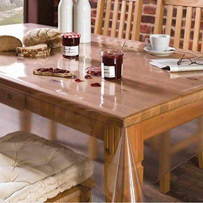 CASA-NEST Transparent Waterproof Clear Table Cover 2-4 Seater -Without Border OR LACE-40X60 (Width x Length inches(Imported Quality) Rectangular plain001