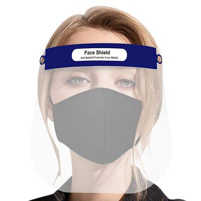 Casago ORFS01 350 Micron Disposable Face Shield with Adjustable Elastic Strap Anti-Splash Single Use Protective Facial Cover Transparent Full Face Visor with Eye & Head Protection