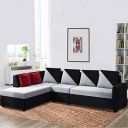 CASASTYLE - 6 Seater Neylar LHS Fabric L Shape Sofa for Living Room (Grey-Black)...