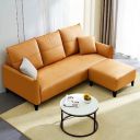 CASASTYLE Rockon 3 Seater Leatherette Sofa Set with Ottoman (Tan)...