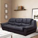 CASASTYLE - Zavia 3 Seater Sofa Set in Leatherette (Black) - Super Fluffy & Super Comfortable Collection...