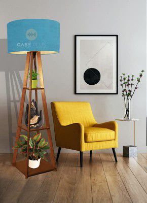 CASE PLUS Furniture Premium Lamps for Home Decoration , Living Room , Bedroom Multiutility Floor Lamps - Color : Beige , Shelf Blue Shade.