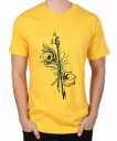 Caseria Mens Round Neck Cotton Half Sleeved T-Shirt with Printed Graphics - Feather Flute...