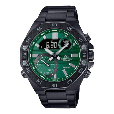 Casio Analog-Digital Green Dial Mens Watch-ECB-10DC-3ADF