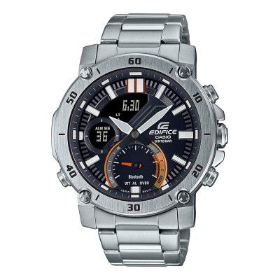 Casio Edifice Analog-Digital Black Dial Mens Watch-ECB-20D-1ADF