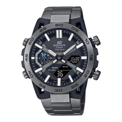 Casio Edifice ECB-2000DC-1ADF Analog-Digital Dial Stainless Steel Band Men's Watch | Smartphone Link Tough Solar ED565