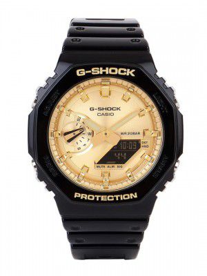 CASIO G-SHOCK Men Gold-Toned Cuff Straps Analogue & Digital Chronograph Watch G1453