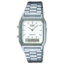 Casio Vintage AQ-230A-7DMQ Analog-Digital White Dial Unisex Watch Silver Metal Strap (AD03)...
