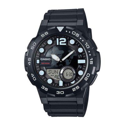 Casio Youth-Combination Analog-Digital Black Dial Mens Watch-AEQ-100W-1AVDF (AD204)
