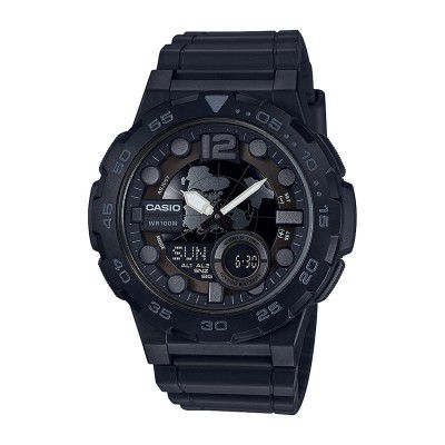 Casio Youth Combination Analog-Digital Black Dial Mens Watch-AEQ-100W-1BVDF (AD217)