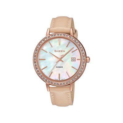 Casio Sheen Analog Mother of Pearl Dial Women's Watch - SHE-4052PGL-7BUDF(SX246)
