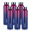 Caspian Astra Stainless Steel Water Bottle 1 ltr (Litre) for Fridge, Home, Office, School, Gym-Ideal for Adults, Men, Women, Kids, Boys, Girls-1000ml Leakproof, Rust free, Set of 6, Midnight Crimson...