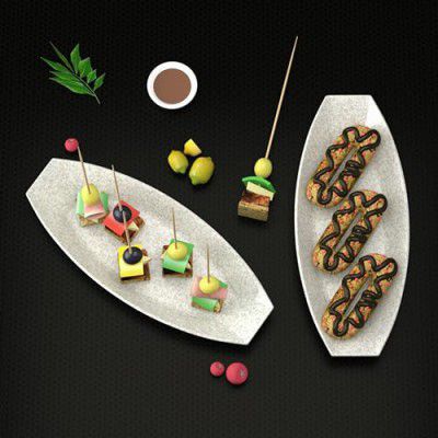 Castleite Multi-Purpose Kitchen Serving Platter: Deluxe Melamine Crockery Set of 2