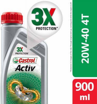 Castrol Activ 4T 20W-40 Petrol Synthetic Blend Engine Oil  (0.9 L, Pack of 1)