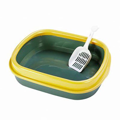 Cat Litter Tray with Free Scooper Suitable for All Cat Breeds & Kittens (Colour May Vary)