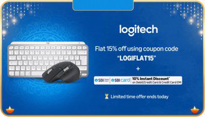 Logitech Triple Offers : 15% OFF Via Coupons + 10% OFF Via SBI CC + 10% OFF Via Cash back Rewards