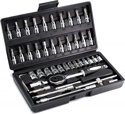 Catron 46 in 1 Pcs Tool Kit & Screwdriver set and Socket Set Wrench Set Multicolour