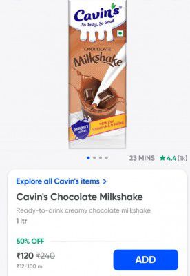 Swiggy Instamart : Cavin's Chocolate Milkshake