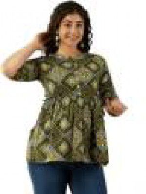 CBFASHION Casual Regular Sleeves Printed Women Green Top