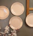Cdi Abstract Print 7 Inch Beige & Gold Melamine (Set of 4) Quarter Plate...