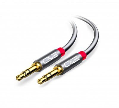 C&E CNE47012 1.5 FT(0.4 M) 3.5mm Aux Male to Male Extension Stereo Audio Cable Grey 