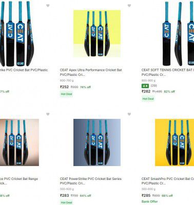 Flipkart : Up to 83% OFF - Ceat Cricket Bat