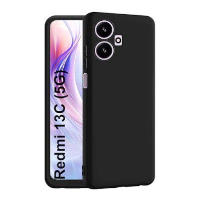 CEDO Redmi 13C (5G) / Poco M6 (5G) Back Cover | Camera Bump Protection & Inner Velvet Fabric Lining | Ultra Slim Matte Soft Rubberised Case Cover (Black)