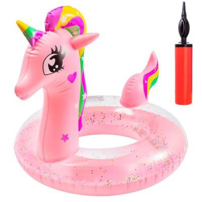 CELEORIS Kids Swimming Tube, Anti-flip Inflatable Float Ring with Manual Pump, Swimming Pool Accessories