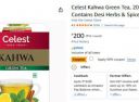 Celest Kahwa Green Tea, 20 Tea Bags | Helps in Detox | Contains Desi Herbs & Spices...