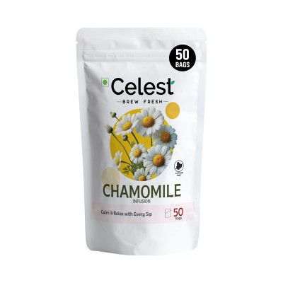 Celest Pure Chamomile Tea Bags - 50 Eco-Friendly Caffeine Free Camomile Tea | 50 grams