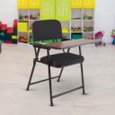 CELLBELL C62 Contemporary Metal Ergonomic Design Sturdiness Folding Study Chair with Cushion and Writing Pad (Black)...