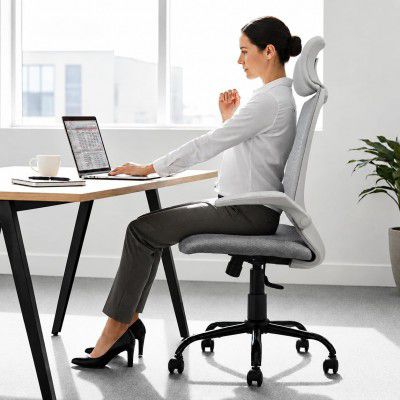 CELLBELL Swift Ergonomic Mesh Office Chair High Back with Adjustable Headrest (Grey)