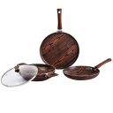 Cello Aluminium Induction Base Non-Stick Cookware Set, Brown, Woody...