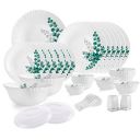 Cello Aqua Leaves Dazzle Series Opalware Dinner Set, 37 Pieces, Service for 6, White, Extra Large (Model: CLO_OPLWR_DZZL_AQLVS_DS_37PCS)...