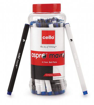 Cello Aspro Mavro Ball Pens | Pack of 25 | BlueBall Pens| Smooth Ball Pens | Long-lasting ball pens | Classy and stylish ball pens | Ball Pens for swift writing | Cello Pens